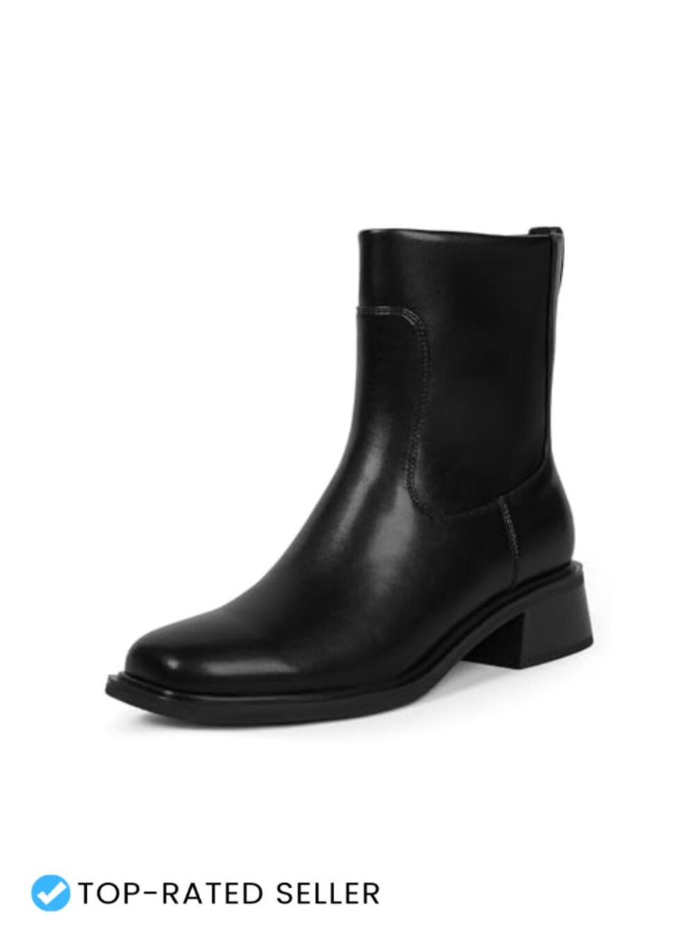 Women's Square Toe Low Heel Ankle Boots Stretch Faux Leather Zip